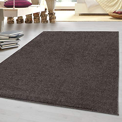 HomebyHome Kurzflor Teppich Wohnzimmer 120 x 170 cm Mokka - Modern Gabbeh-Look Teppich Extra Weich, Pflegeleicht und Langlebig - Ideal für Schlafzimmer, Küche und Esszimmer