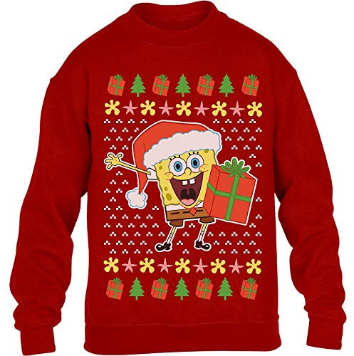 Weihnachtspullover Spongebob Weihnachten Nickelodeon Kinder Pullover Sweatshirt 140 Rot