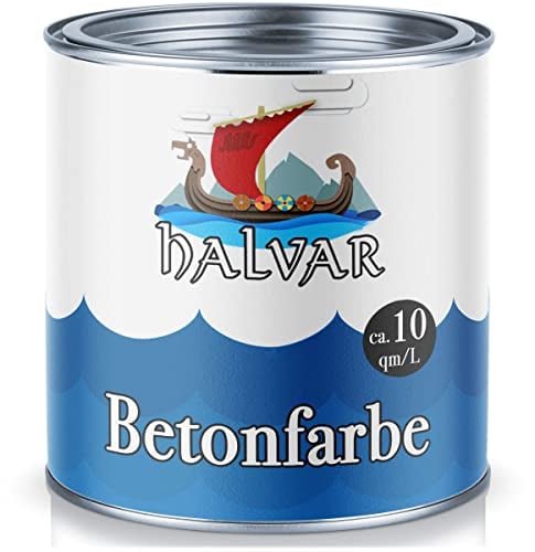 Halvar Betonfarbe Bodenfarbe skandinavische Fassadenfarbe für Beton Putz Stein Mauerwerk mineralische Untergründe Zementfarbe Boden-Beschichtung - Kunststoffbeschichtung (1 L, Schwarz (RAL 9005))