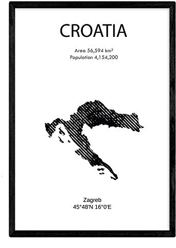 Nacnic Poster von Kroatien. Blätter von Ländern und Kontinenten. A3 Größe