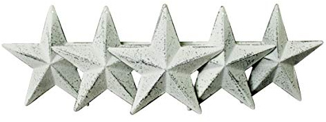 CVHOMEDECO. Country Rustic Antique Vintage Gifts Metal Barn Star Wand-/Türdekor, 10,2 cm, 6er Set. (Whitewash)