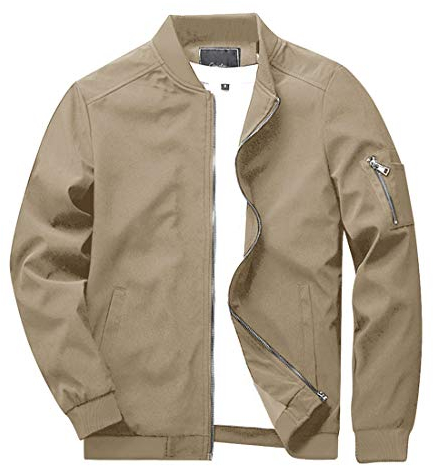 KEFITEVD Hommes Décontracté Sport Baseball Jacket Summer Bomber Vestes Cargo Coupe-Vent Militaire avec Poches,Kaki,L