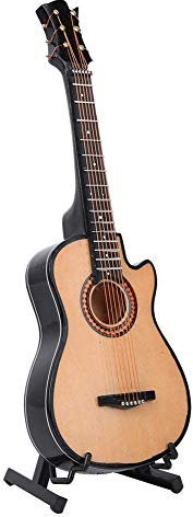 Miniatur gitarre, Mini Holz Akustikgitarre Modell mit Ständer und Koffer Musikinstrument Modell Hobby Sammlerstücke [20 cm]Figuren