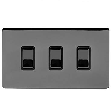 Soho Lighting Black Nickel 3 Gang Light Switch Double Plate Screwless