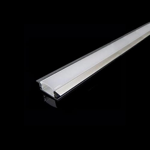 Profilé Aluminium Encastrable pour Bandeau LED Couvercle Blanc Opaque - 2 m