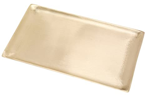 NKlaus Plato para Velas Rectangular 19x11cm latón Mate Bandeja Dorada decoración Moderna platillo 10535
