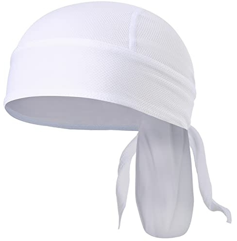 VIAUMBR Bandana Cap Unterm Radhelm Sommer Kopftücher Fahrrad Mütze Kopftuch Piraten Tücher Luftiger Stoff Für Schwimmen Joggen Laufen Wandern Berggehen Radfahren und Motorrad White