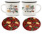 NOT JUST A PRINT Mulled Wine Set of Mugs - Single, Pair or Set of 4 or 6 of Ceramic Camping Tea Coffee Mug with Optional Christmas Coasters | Unique Design in Gift Ready Box