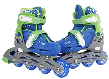 Kids Globe 720511 Street Rider Inlineskates (Inliner) grün/blau, verstellbar von Größe 27-30, abec7 Alurahmen