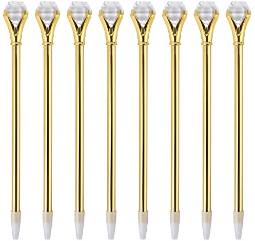 YOUKAI 8 Stück goldfarbene Diamant-Kugelschreiber mit schwarzer Tinte für Frauen und Mädchen (Gold)
