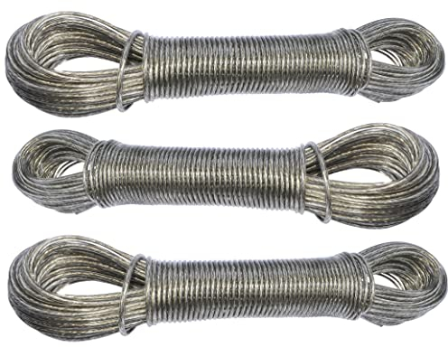 AERZETIX - C18607 - Set mit 3 Wäscheleinen/-spulen mit innenliegendem draht 2.5 mm x 20 m - kunststoffabdeckung