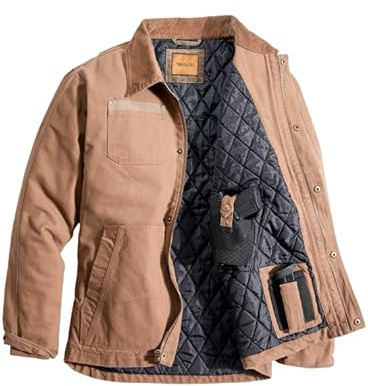 Venado Mens Canvas Concealed Carry Jacket (Brown, X-Large)