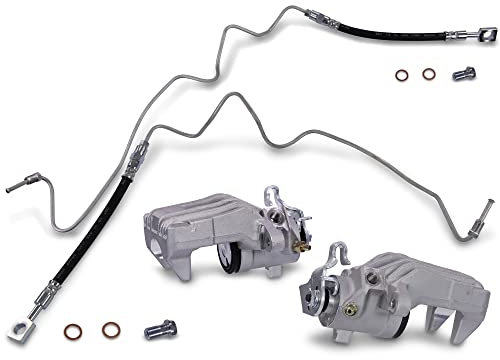 BESTPRICE 2x Bremssattel hinten links und rechts Bremszange Faustsattel ohne Halter, inkl. Bremsschlauch, Kompatibel mit A udi A3 (8L1), TT (8N3), TT Roadster (8N9), SEAT LEON (1M1), TOLEDO II (1M2),