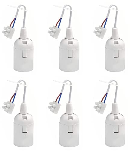 LbsAMP 6 Stück E27 Ersatzfassung 4A 250V Lampenfassung mit Kabel (max.60W) Weiße Renovierfassung Baustellenfassung