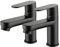 Maynosi Bathroom Basin Pillar Taps, 1/2 C Pair Sink Mixer Taps, 1/4 Turn Cloakroom Twin Faucets, 2 PCS Modern Round Style Taps, Solid Brass, Matte Black