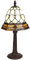 Clayre & Eef Tiffany Tischlampe Ø 21x39 cm Beige Braun Glas Kunststoff Rund Schreibtischlampe Tiffany