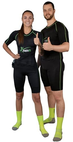 eaglefit - PRO EMS Anzug Komplettsystem mit 24 Elektroden für Frauen & Männer kabellos - EMS-Training für Zuhause - Damen & Herren Ganzkörper Trainingsgerät für Muskelaufbau & Ausdauer Trockenanzug S