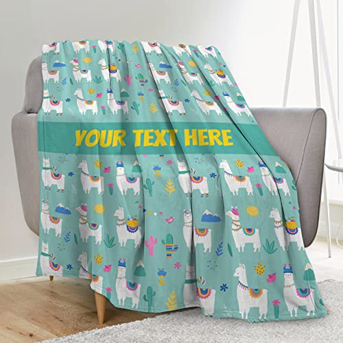 Individuelle Decke für Damen, Mädchen, Jungen, 152,4 x 203,3 cm, individuelle Decken mit Namen, personalisierte Decke für Baby, Kleinkind, Kinder, Erwachsene, weiche Lama-Alpaka-Überwurfdecke für