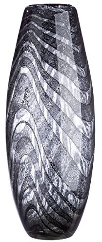 Casablanca Vase Blumenvase grau schwarz aus Glas - Deko Wohnzimmer Geschenk für Frauen Geburtstag Muttertag Höhe 42 cm