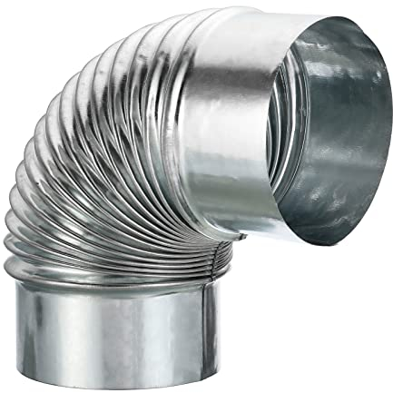 PATIKIL 3.8 OD 90 Degree Elbow Duct Pipe Connector, HVAC Ventilation Chimney Flue Tube Connector Galvanized Iron Adapter for Camping Vent Exhaust Stovepipe