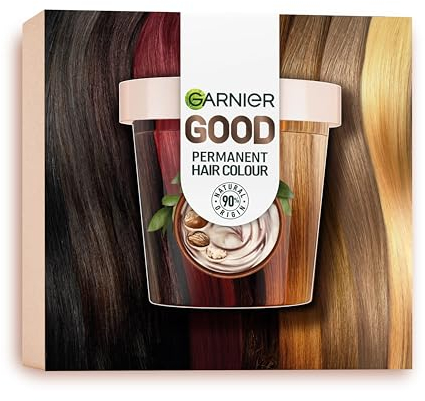 GARNIER GOOD Coloración Permanente Kit de Recarga, Color Brillante, 100% Cobertura de Canas, Color Duradero 8 Semanas, 90% Origen Natural, Sin Amoniaco, Vegano, Cruelty Free, 6.0 Castaño Mocaccino