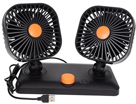 Levemolo Ventilateur de Voiture Électrique USB 12V Climatiseur Portable Double Interface USB Ventilateur de Refroidissement Silencieux pour Auto Installation Facile