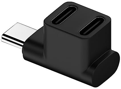 CY 10Gbps USB3.0 Type C Male to Dual Female Power Data Splitter Adapter Up Angled Compatible with Deck Laptop