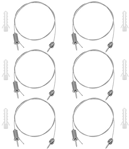 GOIYZTTR 6 Pcs Acier Inoxydable à Suspendre Kit Fil de Suspension Réglable Avec Accessoires Cables Suspension Luminaire pour Panneau LED Plafonnier(1m*1.5mm)
