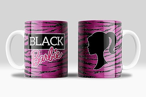 newseny Taza Barbiee Black Princesa - Regalo para fans del color Rosa - Regalo para niña princesa rosa | Cerámica 355ml