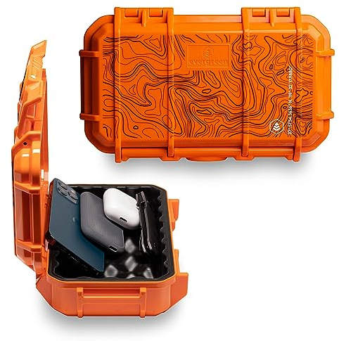 Evergreen 56 Dry Box – EDC Robuste Schutzhülle für die Organisation von Kameras, Handys, Camping, Angeln, Wandern, Wassersport (Orange, TOPO)
