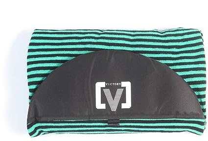 VICTORY Classic Retro Terry Longboard/Mini Mal strumpskydd – lätt stretch surfbrädväska, skyddande Poly Nose – mjuk andningsbar frottéhandduk stretch ärm/fodral (svart/grön, 7,2)
