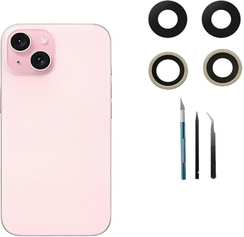 2 Stück 15 Plus Rückkamera Glaslinse Ersatz für iPhone 15 Kamera Glas | Mit reparaturwerkzeug kit，Einfache und bequeme Bedienung，Kratzfest，Wasserdicht