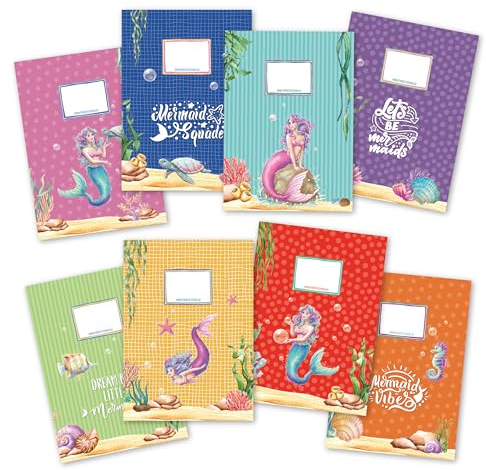 Papierdrachen 8 hochwertige Heftumschläge aus Papier für Kinder | A4| Motiv Meerjungfrauen - Heftschoner ideal für die Schule - Heftumschlag 250g/m² - Set Nummer 20