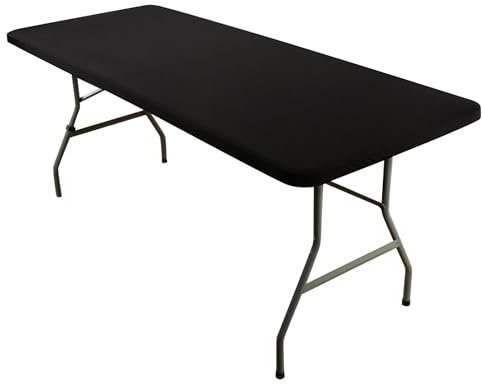 XQZMD Mantel rectangular ajustable, mantel todo incluido con elástico, para mesa de jardín, mesa plegable, escritorio rectangular para exteriores, cocina, patio (negro, 120 x 58 cm)