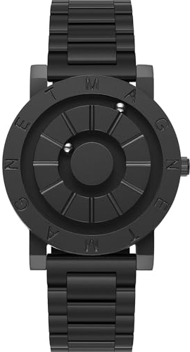 EUTOUR Montre Magnetique Homme Montre à Bille Tactile sans Verre Bracelet en Acier Inoxydable Cadeau Homme Noir