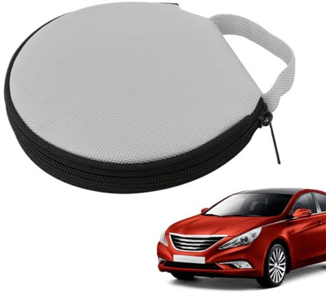Samuliy Caja de almacenamiento de DVD, organizador de DVD de 20 capacidades, funda redonda portátil para DVD, funda rígida resistente, bolsa de almacenamiento, disco de almacenamiento para coche
