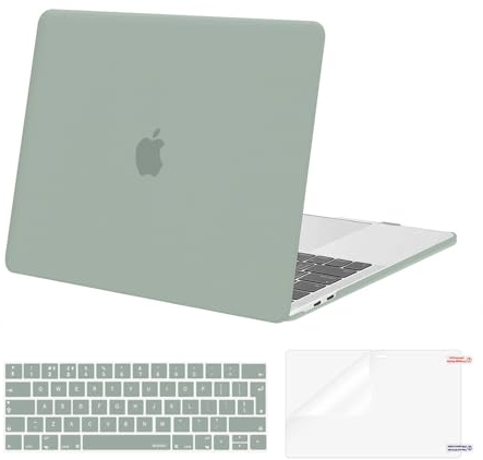 MOSISO Hülle Kompatibel mit MacBook Pro 13 Zoll 2024 2023 2022-2016 M2 M1 A2338 A2289 A2251 A2159 A1989 A1706 A1708,Plastik Hartschale Case&Tastaturschutz&Displayschutz,Antikes Grün