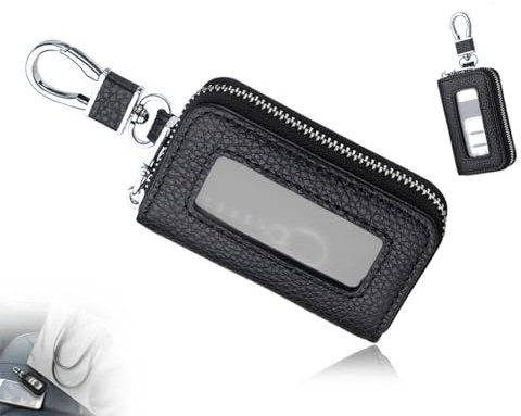 Lhbwhiz Funda para Llaves de Coche, Funda para Llaves de Coche pequeña, Funda para Llaves, Funda para Llavero, Funda para Llavero con mosquetón y Cremallera, para Llaves de Coche (Negro)