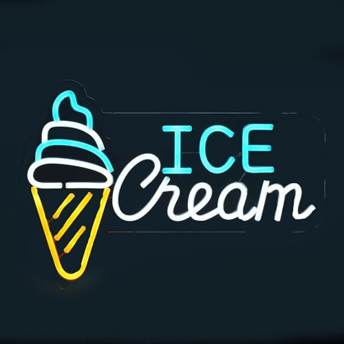 HFHungkeong Eiscreme-Leuchtreklame, Eisdielen-Wanddekoration, Eiscreme-LED-Schilder für Schlafzimmer, Geschäft, Restaurant, Geschäft, Bar-Dekoration, 39,9 x 29,9 cm