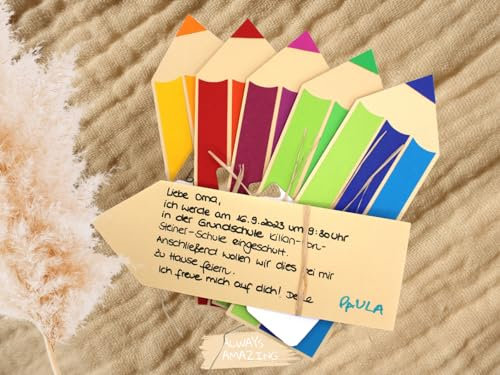 Always Amazing Einladungskarte Stift Einschulung 9er- Bastelset (Pink)