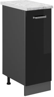 Vicco Apothekerschrank R-Line, Schwarz Hochglanz/Anthrazit, 30 cm AP Marmor