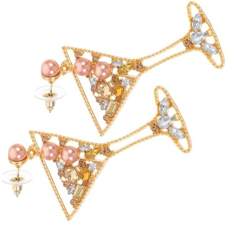 COSMEVIVI Weinglasform-ohrringe Mit Strass Und Kunstperle Damen-ohrschmuck Stilvolle Tropfen-ohrhänger Für Party Und Alltag