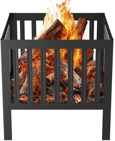 YSEJOMP Braciere quadrato da 40,6 x 40,6 cm, perfetto per giardino, feste in famiglia e campeggio, design durevole e portatile per il divertimento all'aperto, cavo su quattro lati e traspirante, nero