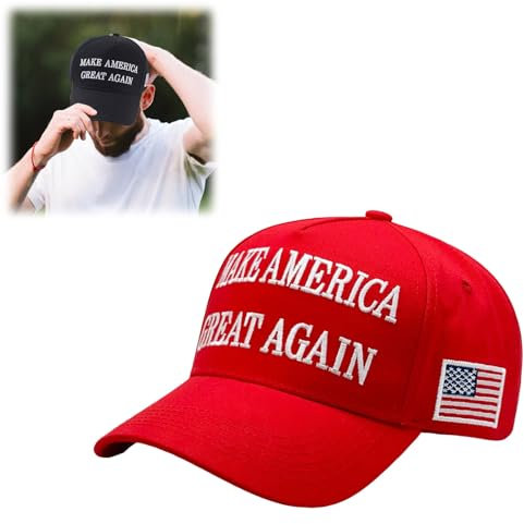 Hislaves Donald Trump 45-47 Never Surrender MAGA Hat, Trump 2024 Adjustable Baseball Cap with USA Flag Embroidery, Black MAGA Hat (UK, Alpha, One Size, 4XL, Red Cotton and Hemp)