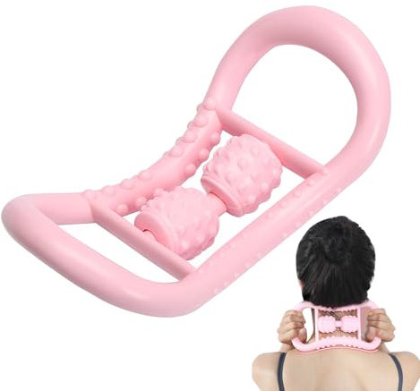Massager With Handle Fascia Roller, Suuwwn Massageball mit Griff Massage Roller Self Massage Roller for Back Massage Neck Massage Leg Massage Arm Massage Full Body Massage (Rosa)