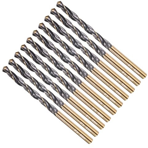 METALLIXITY Drill Bit (4.5mm) 10Pcs, 4341 High-Speed Steel Straight Shank 118° Black and Gold Finish for Copper Aluminum Wood Plastic Medium Hard Metal