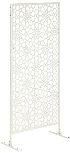 Outsunny Biombo de 3 Piezas Biombo Separador de Ambientes con Diseño de Copo de Nieve Biombo para Exterior Jardín Patio Terraza 92x45x198 cm Blanco