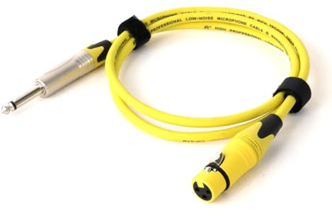 ROBAUN 1PC 0.3-15M Microphone Cable Jack 6.35mm TS 1/4 Male To XLR Female Microphone Audio Cable For Speaker Guitar Amplifier AMP Mixer(Yellow,10m)