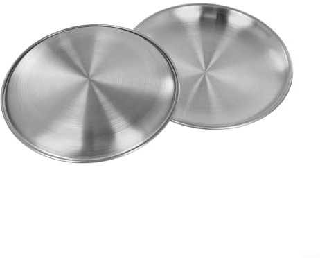 2 Stück Edelstahl-Teller, stabiles Geschirr für Camping, Veranstaltungen im Freien und Kochen (14 x 1 cm)