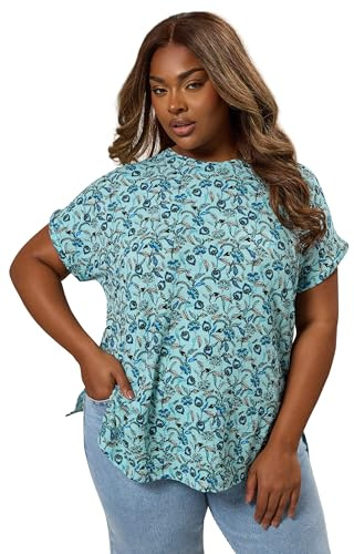 Yours Curve Light Floral Burnout Top - Women's - Plus Size Curve Blue